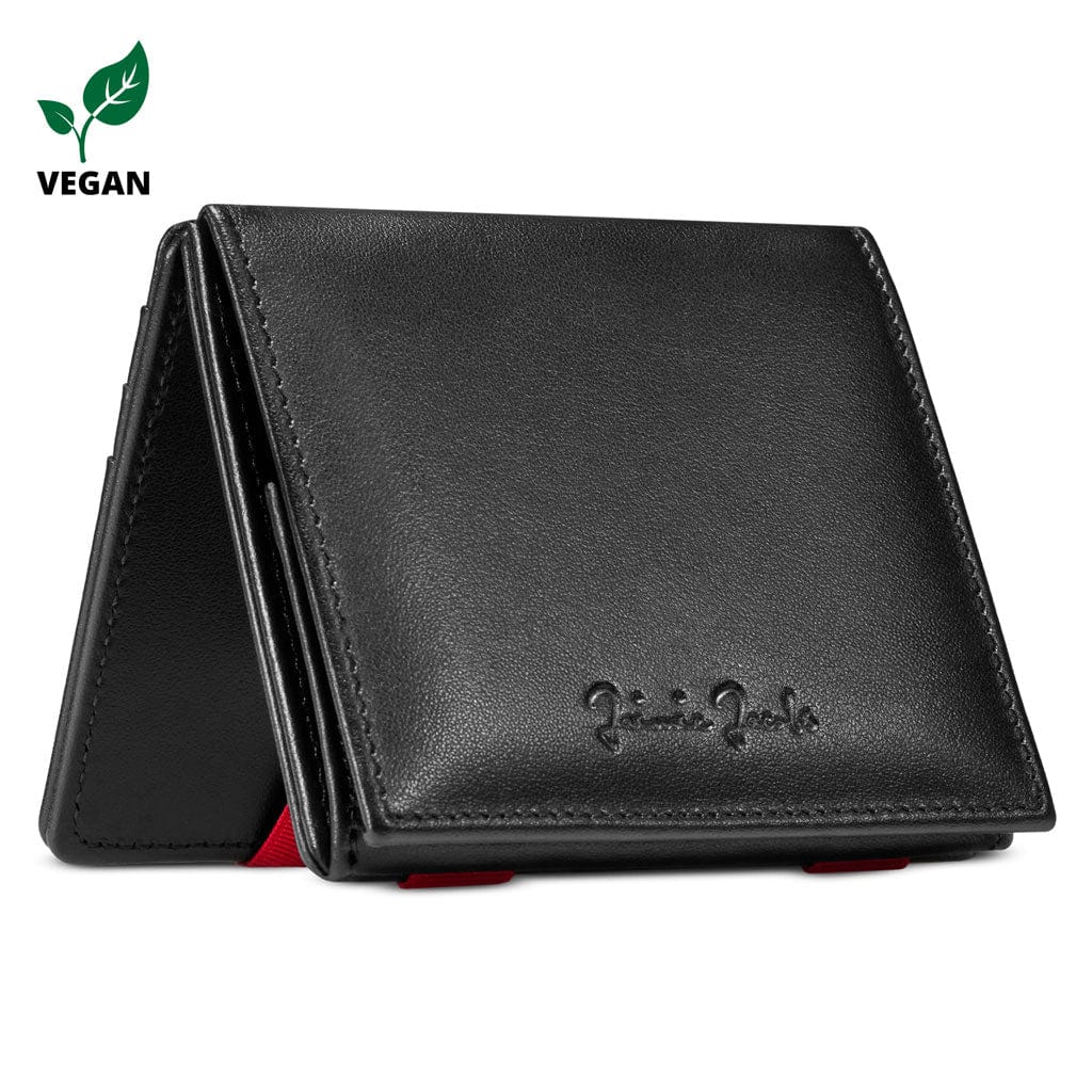 Jaimie Jacobs Geldbeutel Portemonnaie vegan Vegan Black with Red Flap Boy Vegan - Magic Wallet with Coin Pocket Flap Boy Vegan Magic Wallet with Coin Pocket