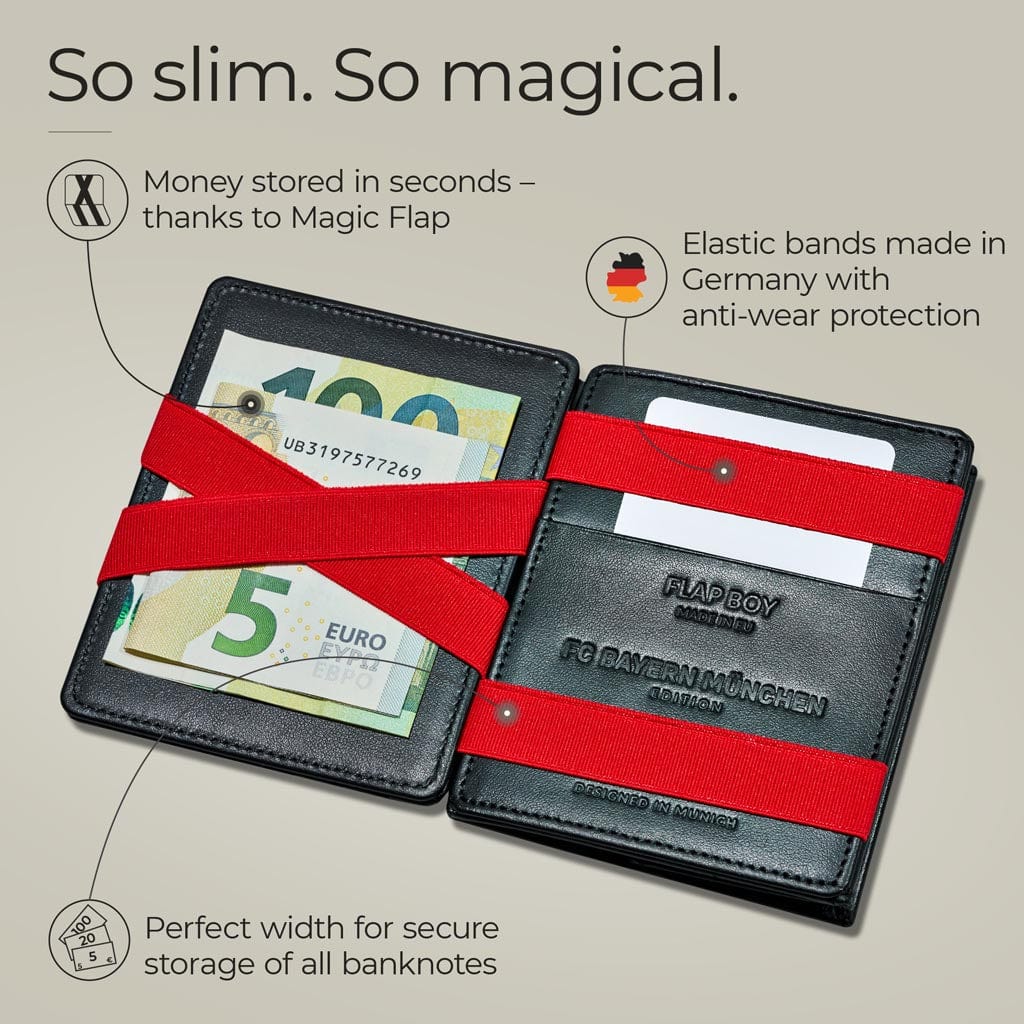 Jaimie Jacobs Geldbeutel Portemonnaie Black with Red Flap Boy FC Bayern München Edition - Magic Wallet with Coin Pocket Flap Boy FC Bayern Munich Edition with coin pocket