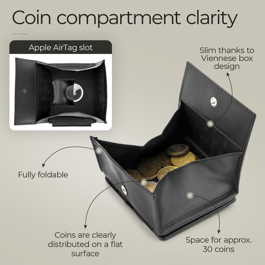 Jaimie Jacobs Geldbeutel Portemonnaie Black Flap Boy XL AirTag-Edition Vegan - Magic Wallet with Coin Pocket Flap Boy XL AirTag-Edition - Magic Wallet with Coin Pocket