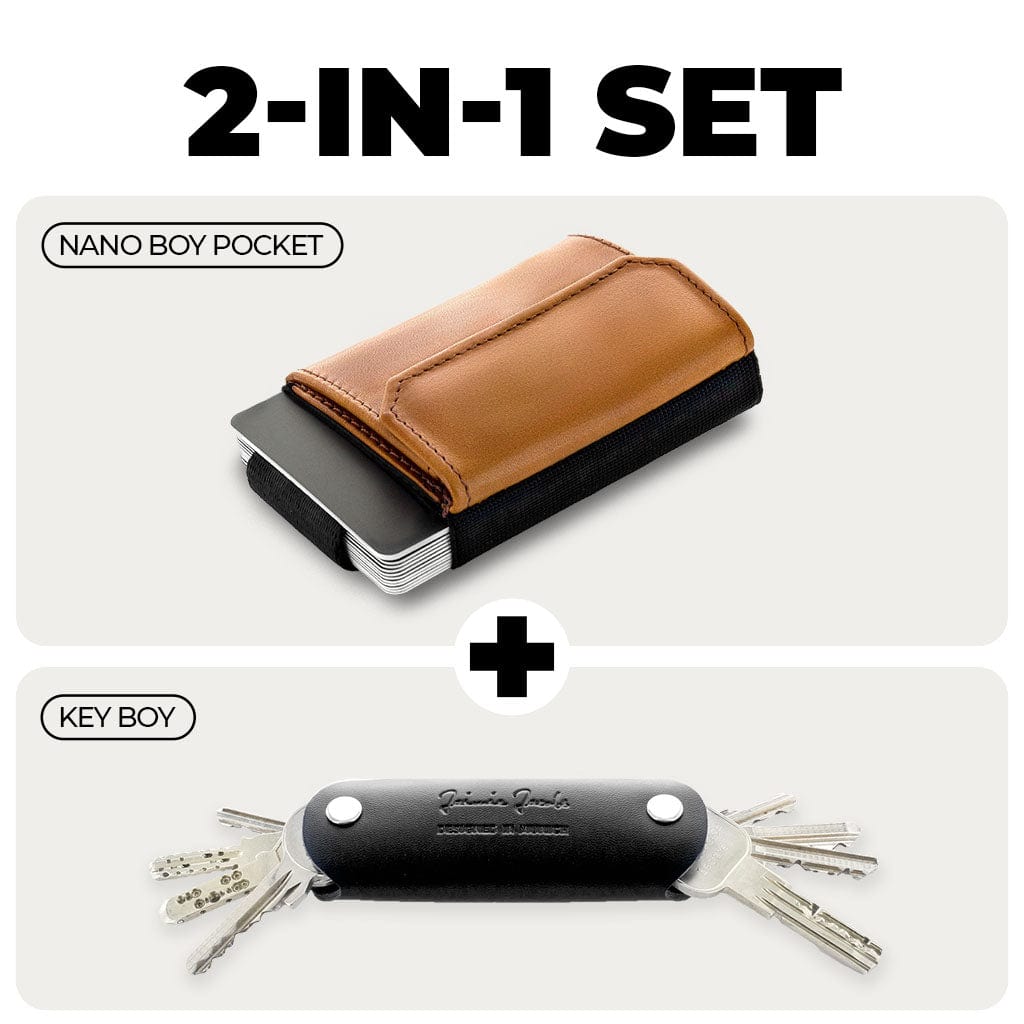 Jaimie Jacobs Geldbeutel Karten Portemonnaie Cognac / Black Nano Boy wallet + Key Boy bundle Nano Boy wallet + Key Boy bundle