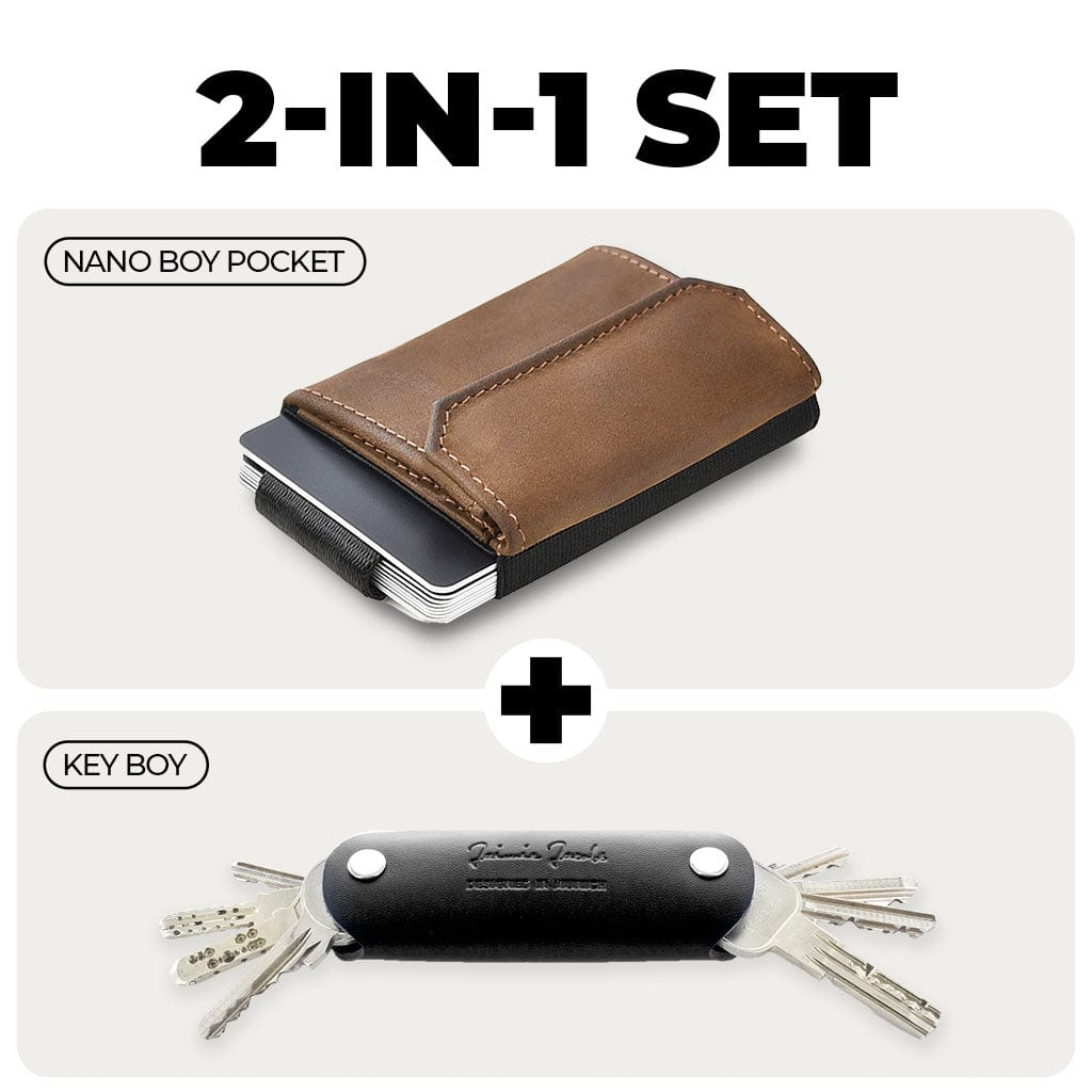 Jaimie Jacobs Geldbeutel Karten Portemonnaie Buffalo Leather Dark Brown / Black Nano Boy wallet + Key Boy bundle Nano Boy wallet + Key Boy bundle