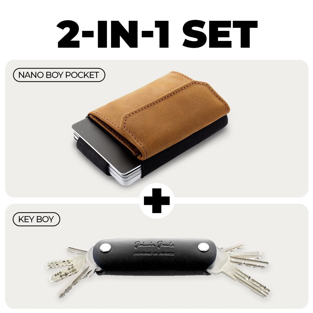 Jaimie Jacobs Geldbeutel Karten Portemonnaie Buffalo Leather Light Brown / Black Nano Boy wallet + Key Boy bundle Nano Boy wallet + Key Boy bundle