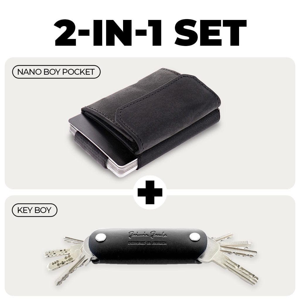 Jaimie Jacobs Geldbeutel Karten Portemonnaie Buffalo Leather Black / Black Nano Boy wallet + Key Boy bundle Nano Boy wallet + Key Boy bundle