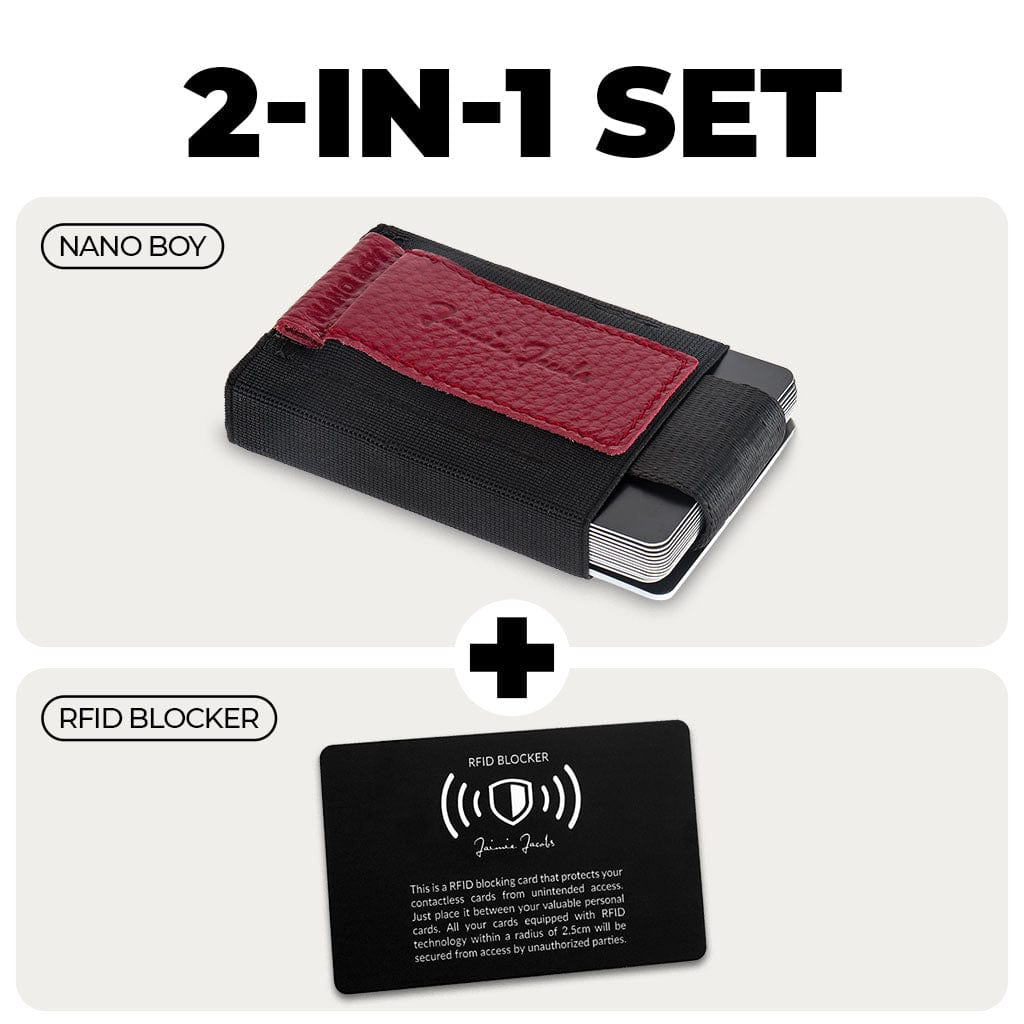 Jaimie Jacobs Geldbeutel Grained Leather Red Nano Boy ladies wallet + RFID protection card bundle Nano Boy ladies wallet + RFID protection card bundle