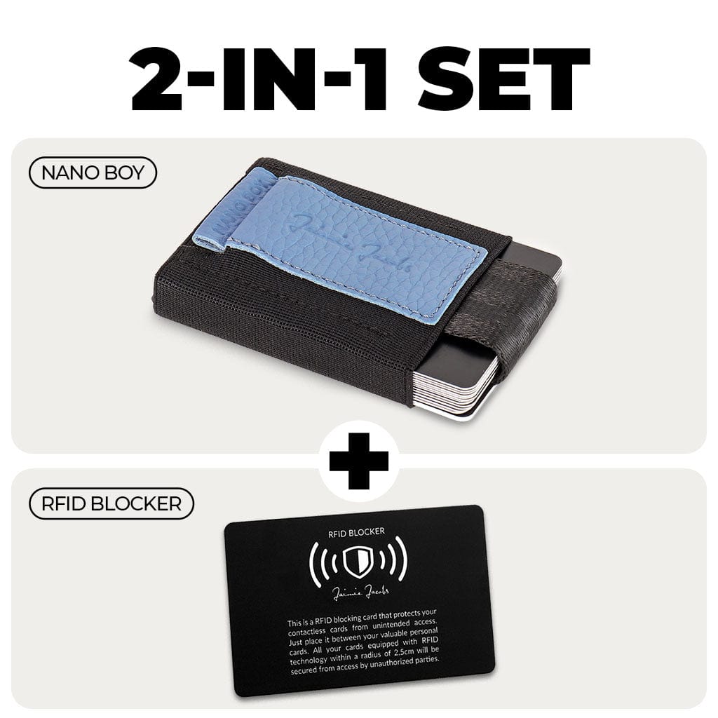 Jaimie Jacobs Geldbeutel Grained Leather Powder Blue Nano Boy ladies wallet + RFID protection card bundle Nano Boy ladies wallet + RFID protection card bundle