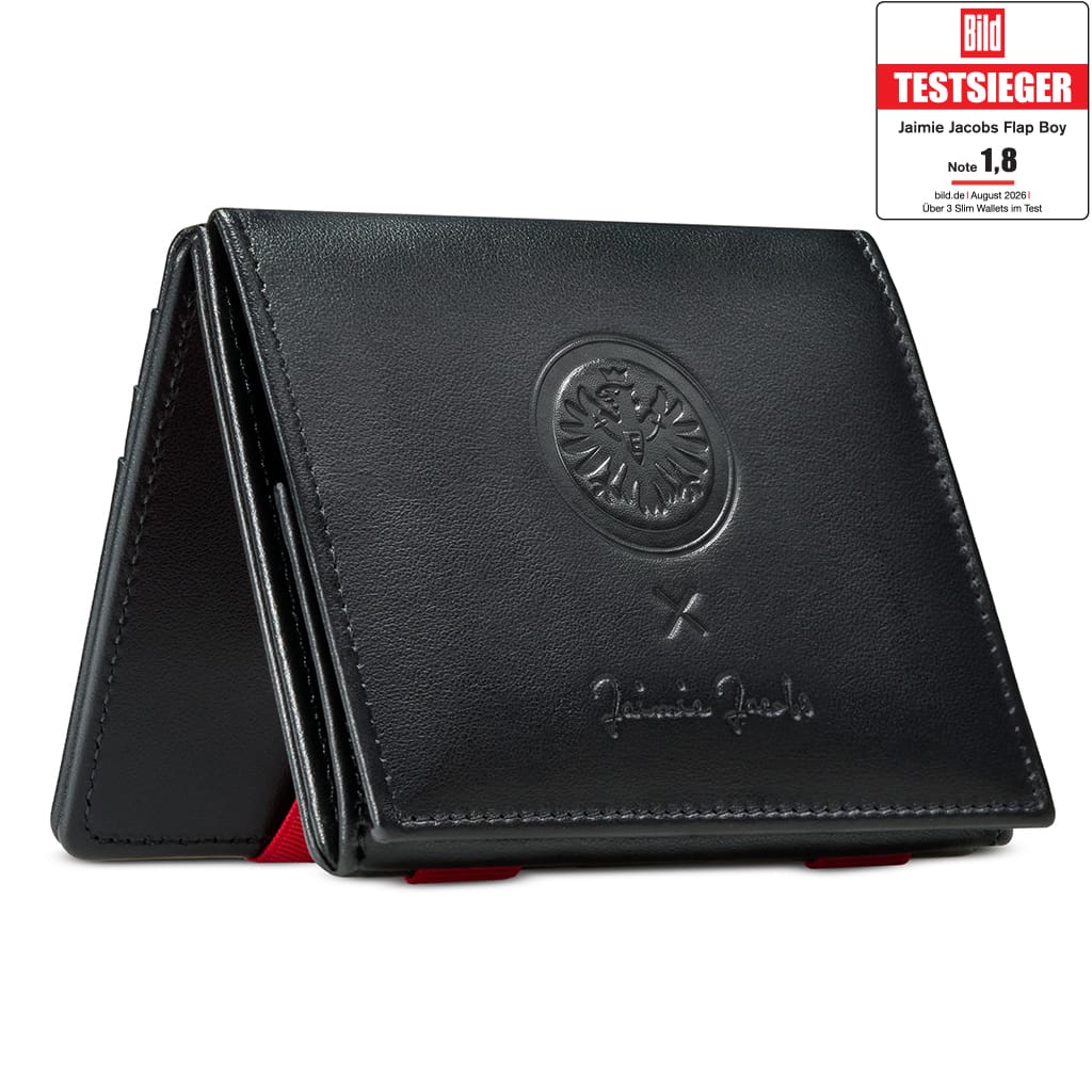 Jaimie Jacobs Geldbeutel Portemonnaie Black with Red Flap Boy Eintracht Frankfurt Edition - Magic Wallet with Coin Pocket Eintracht Frankfurt X Flap Boy Magic Wallet