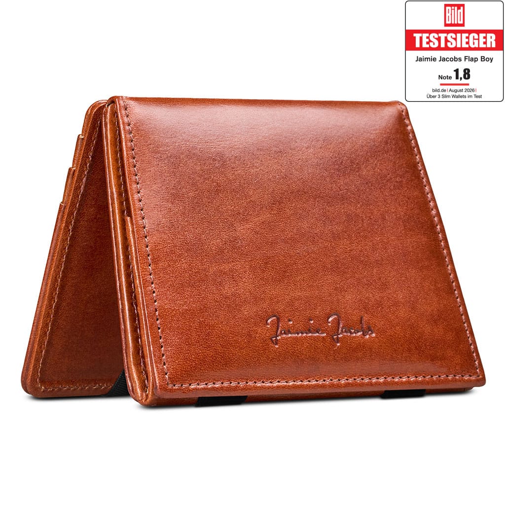 Jaimie Jacobs Geldbeutel Portemonnaie Dark Brown Flap Boy - Magic Wallet with Coin Pocket Flap Boy Magic Wallet with Coin Pocket Genuine Leather
