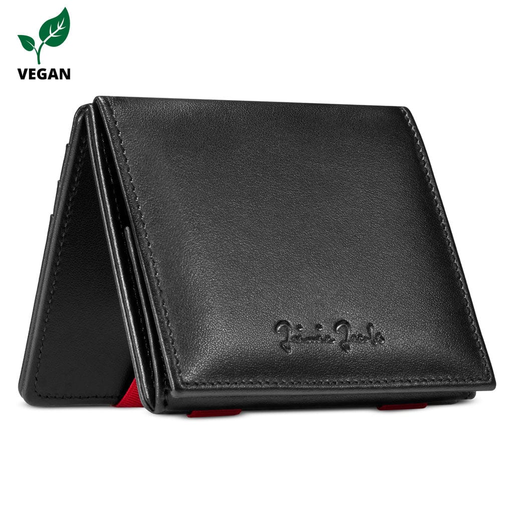 Jaimie Jacobs Geldbeutel Portemonnaie vegan Vegan Black with Red Flap Boy Vegan - Magic Wallet with Coin Pocket Flap Boy Vegan Magic Wallet with Coin Pocket