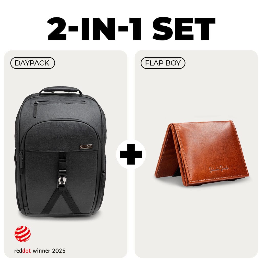 Jaimie Jacobs Rucksack Dark Brown Business Backpack + Flap Boy Magic Wallet Bundle Business Backpack + Flap Boy Magic Wallet Bundle