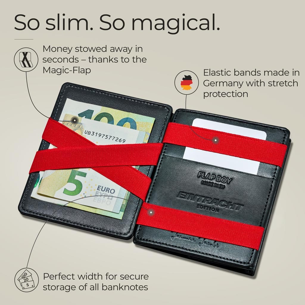 Jaimie Jacobs Geldbeutel Portemonnaie Black with Red Flap Boy Eintracht Frankfurt Edition - Magic Wallet with Coin Pocket Eintracht Frankfurt X Flap Boy Magic Wallet