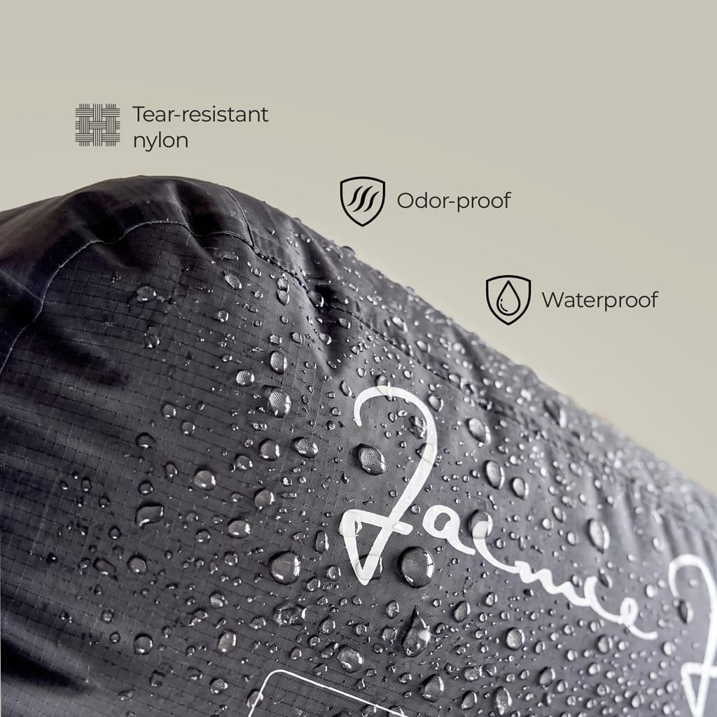 Jaimie Jacobs Compression Bag 2.0: close-up of waterproof material
