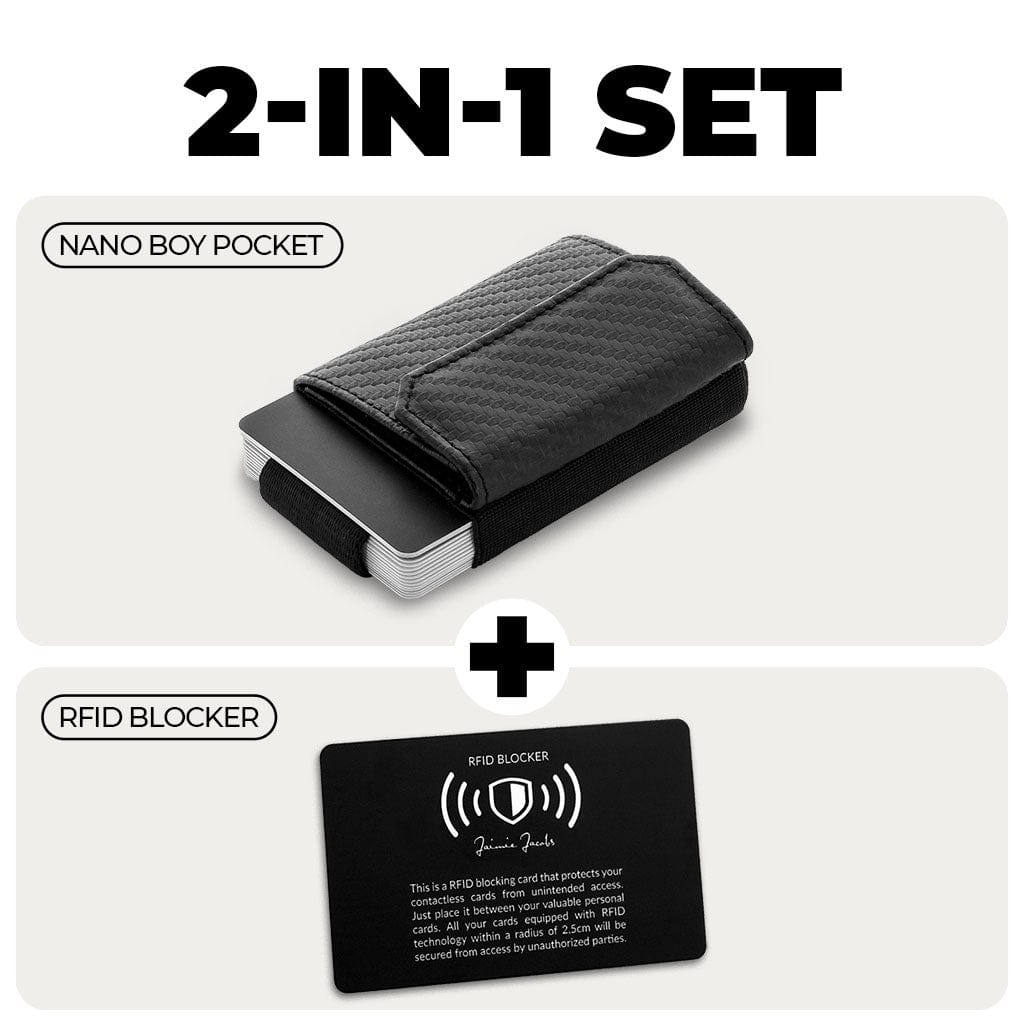 Jaimie Jacobs Carbon Nano Boy Pocket Card Holder + RFID Protection Card Bundle Nano Boy Pocket card holder + RFID Protection Card Bundle
