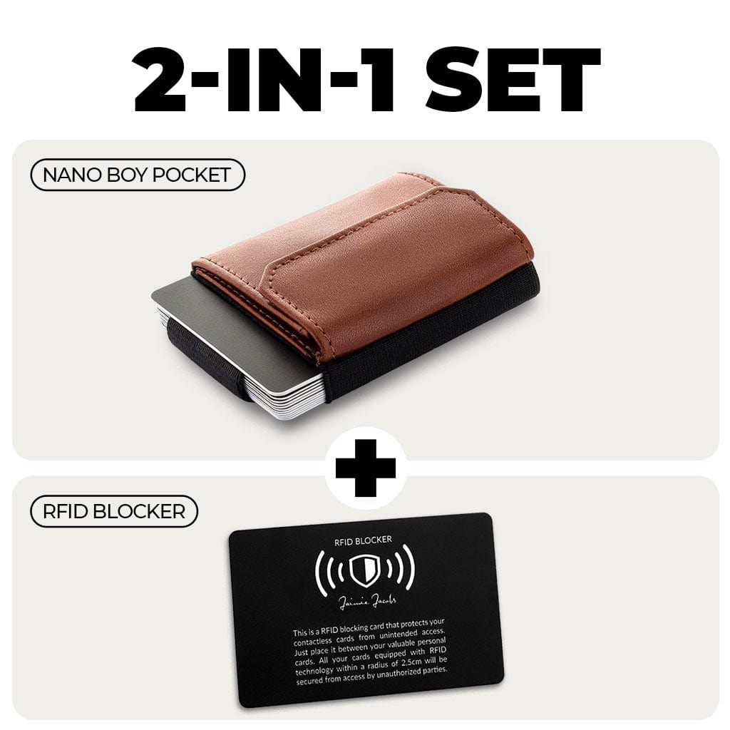 Jaimie Jacobs Geldbeutel Dark Brown Nano Boy Pocket Card Holder + RFID Protection Card Bundle Nano Boy Pocket card holder + RFID Protection Card Bundle