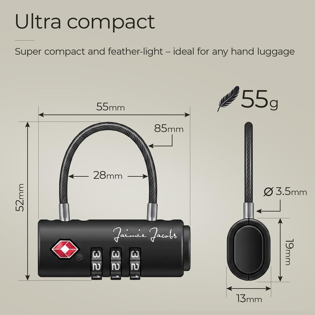 Jaimie Jacobs Travel-Accessoiry TSA Lock for Backpack TSA Combination Lock for Backpacks & Luggage