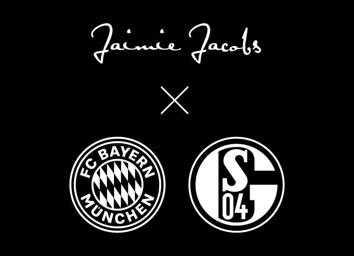 fc bayern muenchen und schalke logo kooperation mit jaimie jacobs 