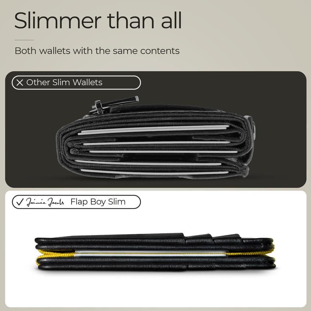 Jaimie Jacobs Geldbeutel Portemonnaie Black with Yellow Flap Boy Slim Borussia Dortmund Edition - Magic Wallet without Coin Pocket Flap Boy Slim Borussia Dortmund Edition Magic Wallet