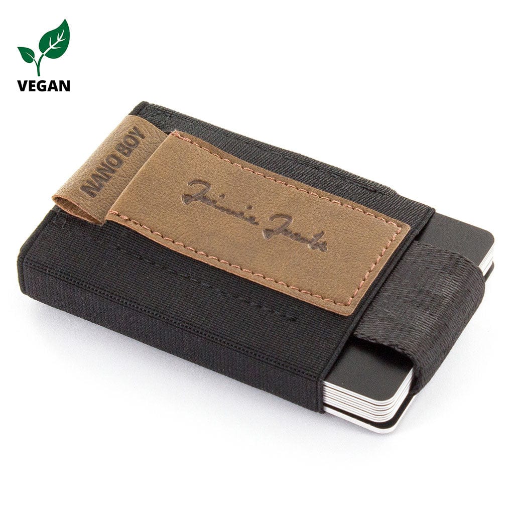 Jaimie Jacobs Geldbeutel Karten Portemonnaie Vegan Brown Nano Boy with small elastic coin pocket Nano Boy mini wallet for men and women