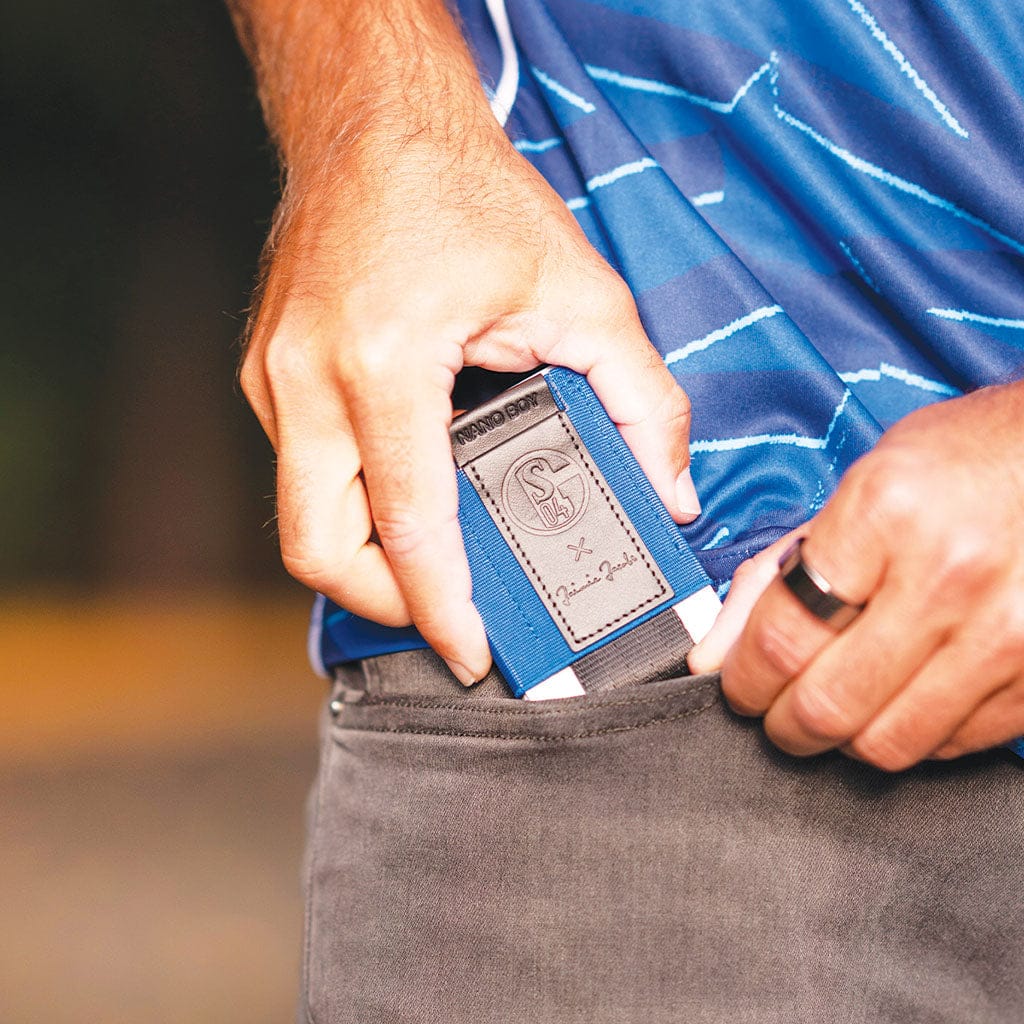 Jaimie Jacobs Geldbeutel Karten Portemonnaie Royal Blue Nano Boy FC Schalke 04 Edition - slim wallet with small elastic coin pocket Nano Boy FC Schalke 04 slim card holder