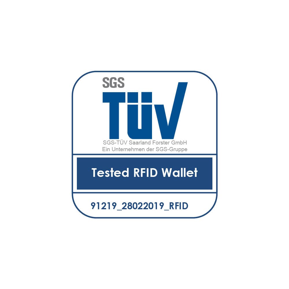 SGS TÜV logo fpr RFID protection on a white background