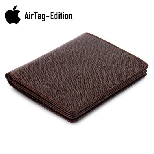 Jaimie Jacobs Geldbeutel Portemonnaie Saffiano Brown Slimstar AirTag-Edition slim wallet with large coin pocket Slimstar AirTag Edition slim wallet with big coin pocket